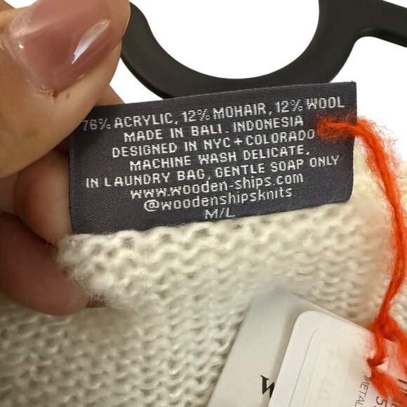 Wooden Ships Metallic Gold Snowflake Crew Lightweight Sweater Womens M/L NEW - Picture 7 of 7